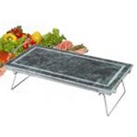 -Rect. grill stone with stainless steel foldable rack cm19X37